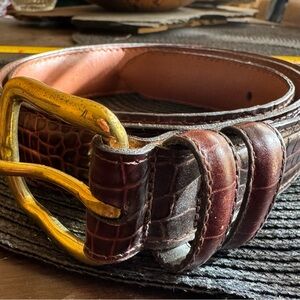 Embossed Alligator Print Dress Belt